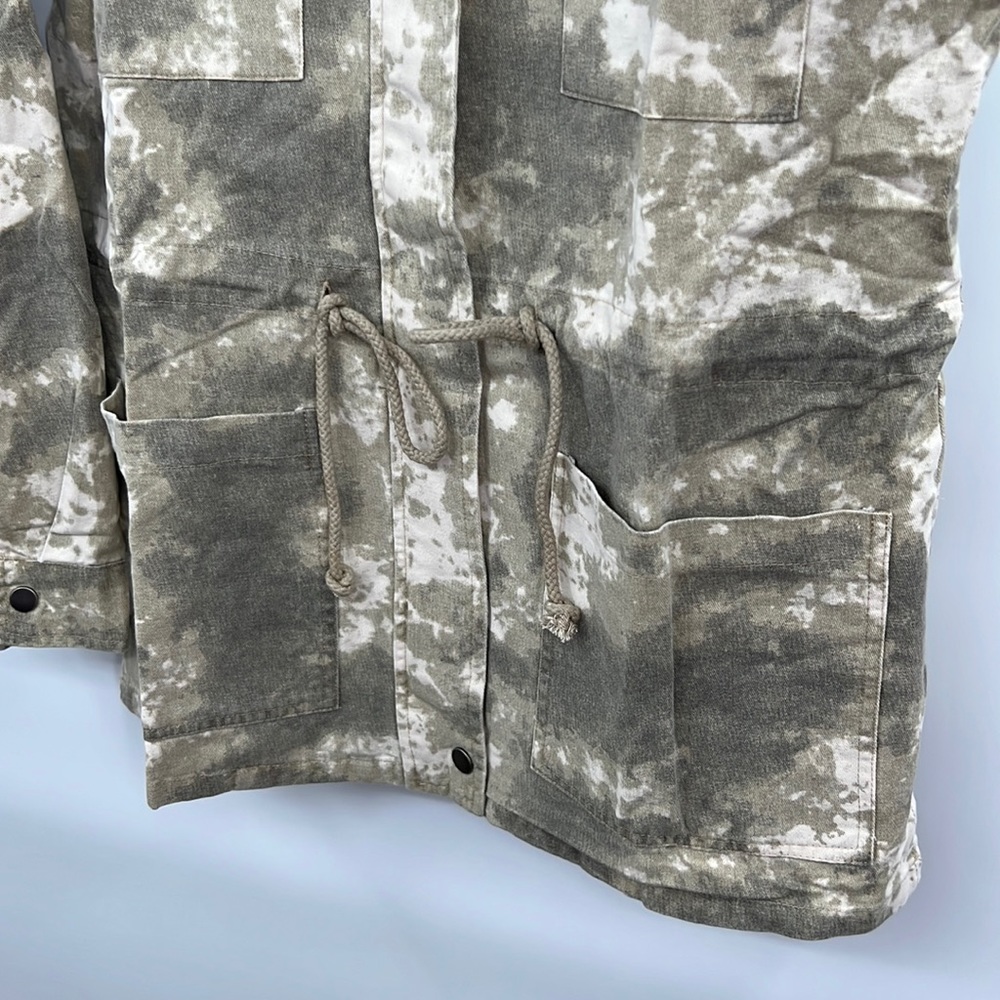 🆕Mystree Camouflage Shacket Distressed Vintage Coloring Drawstring Waist Cotton - Picture 8 of 14